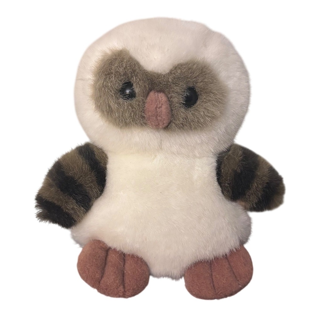 Ganz 6" Ernest Plush Owl White Brown‎ Striped Wings Stuffed Animal Woodland Bird